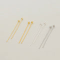 2500Pcs/Bag Brass Beading Needles 14k Gold Plated Pins for Jewelry Making Supplier Real Gold Color Preserving Ball Pin