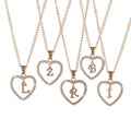 G159 Valentines Day Gifts Rose Gold a to Z Fashion Zircon Name Alphabet Letter Heart Necklace with Initial