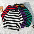 5 Colors Women Purple-striped Tops Slim Fit T Shirt Harajuku Tshirt Summer Long Sleeve Korean Feminina Oversized T Shirt