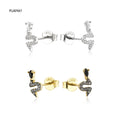 FUAMAY S925 Sterling Silver Snake Stud Earrings Woman Black CZ Zircon Snake Earrings Pendientes De Pata