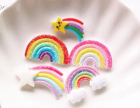 For Making Jewelryearringspendantshair Bowbag.. Flatback Bright Glitter  Cabochon 3d rainbow Resin Charm