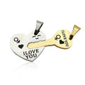 2026 Steel Couple Necklaces Wholesale Couple Jewelry Plated 14K Gold Color Heart & Key Pendant Necklace for Lover Accessories Couple