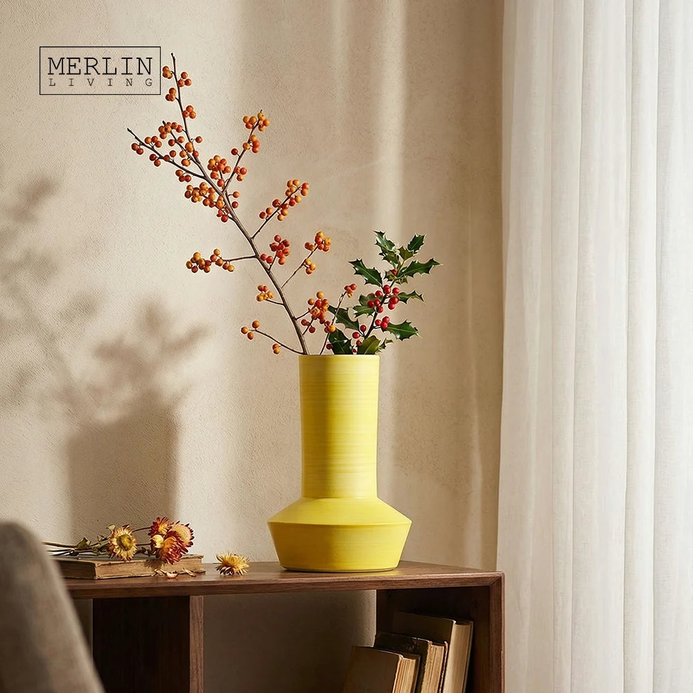 Merlin Living Handmade Nordic Ceramic Tabletop Vase Modern Floral Decorative Accessories Unique Designer Home Decor