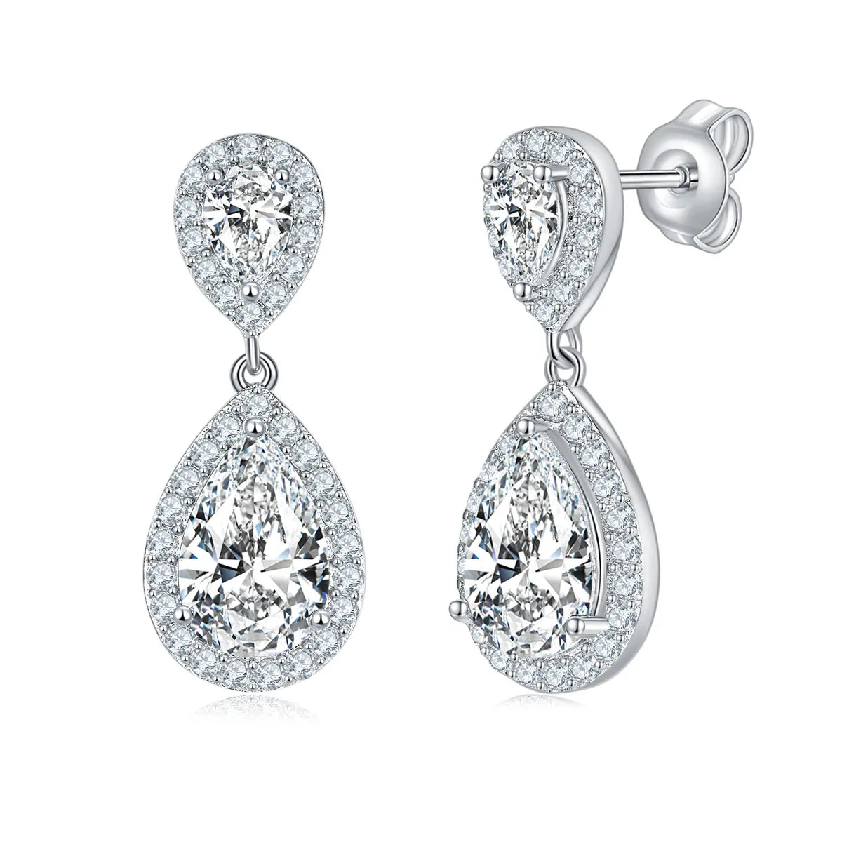 Moissanite Earrings Wholesale Price Fashion Pear Cut 1CT Moissanite Earrings Women Silver 925 Drop Earrings Stud