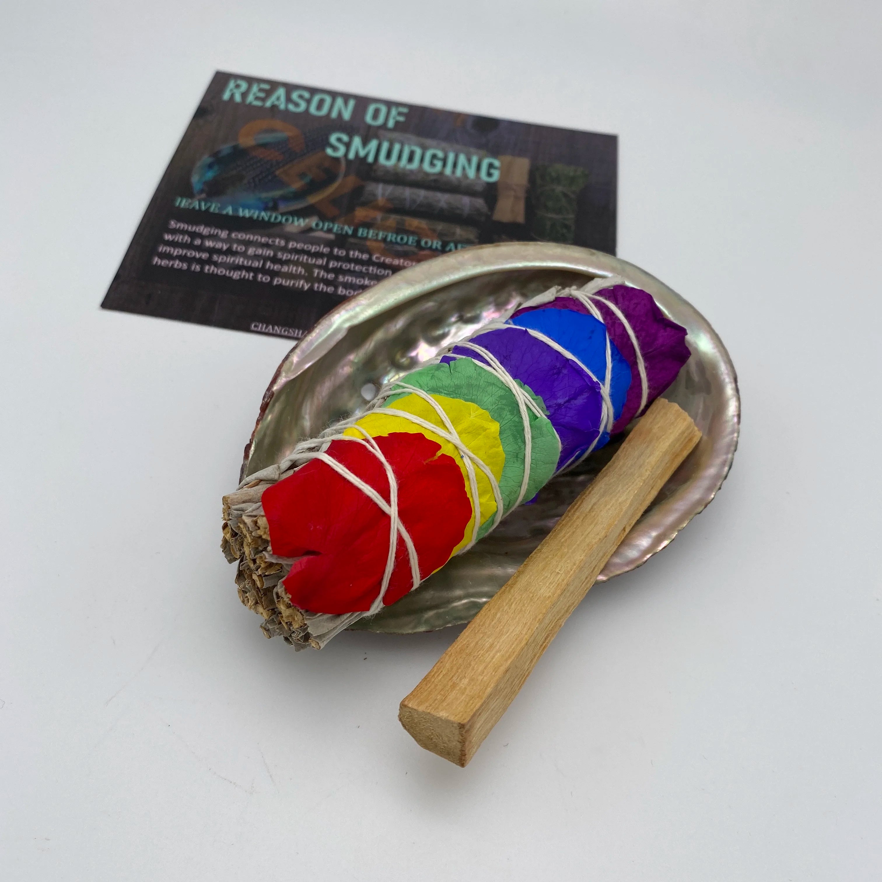 CELION Factory Wholesale White Sage Bundles With Flower + Abalone Shell + Palo Santo Sticks Smudge Set