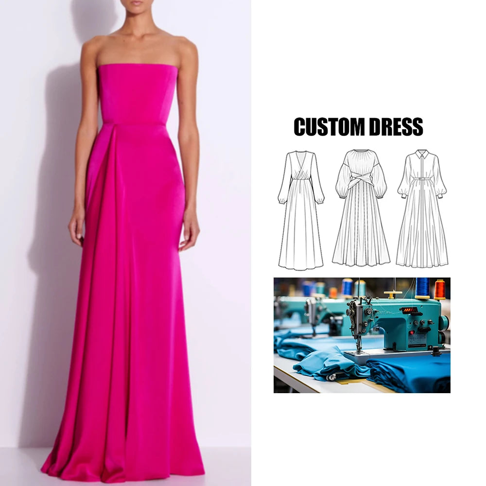 Customizable Brand Tube Top Banquet Gown Textured High-End Floor-Length Dress for Annual Meeting Bride Party Empire Woven
