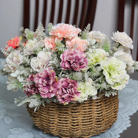 M263 Wholesale 4 Heads Silk Preserved Carnation Flowers Artificial Carnation Bouquet for Home Decor