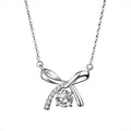 Fine Jewelry 925 Sterling Silver Bowknot Big Zircon Pendant Valentine's Day Necklace Gift for Woman