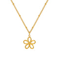 N&S Women's Stainless Steel Hollow Flower Pendant Necklace with Gold Plating Delicate Summer Fashion Jewelry