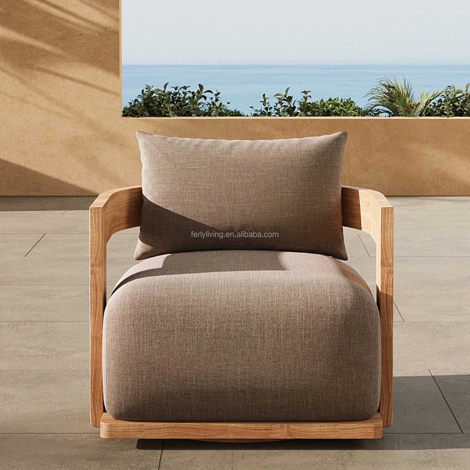 FERLY Customization Outdoor Modern Sofa Set Garden Sets Teak Swivel Lounge Sofa Set Furniture Garden