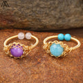 Fashion Rings 8mm Round Bead Wrapped Malaysian Jade Rings Handmade Ring Women Birthday Gifts