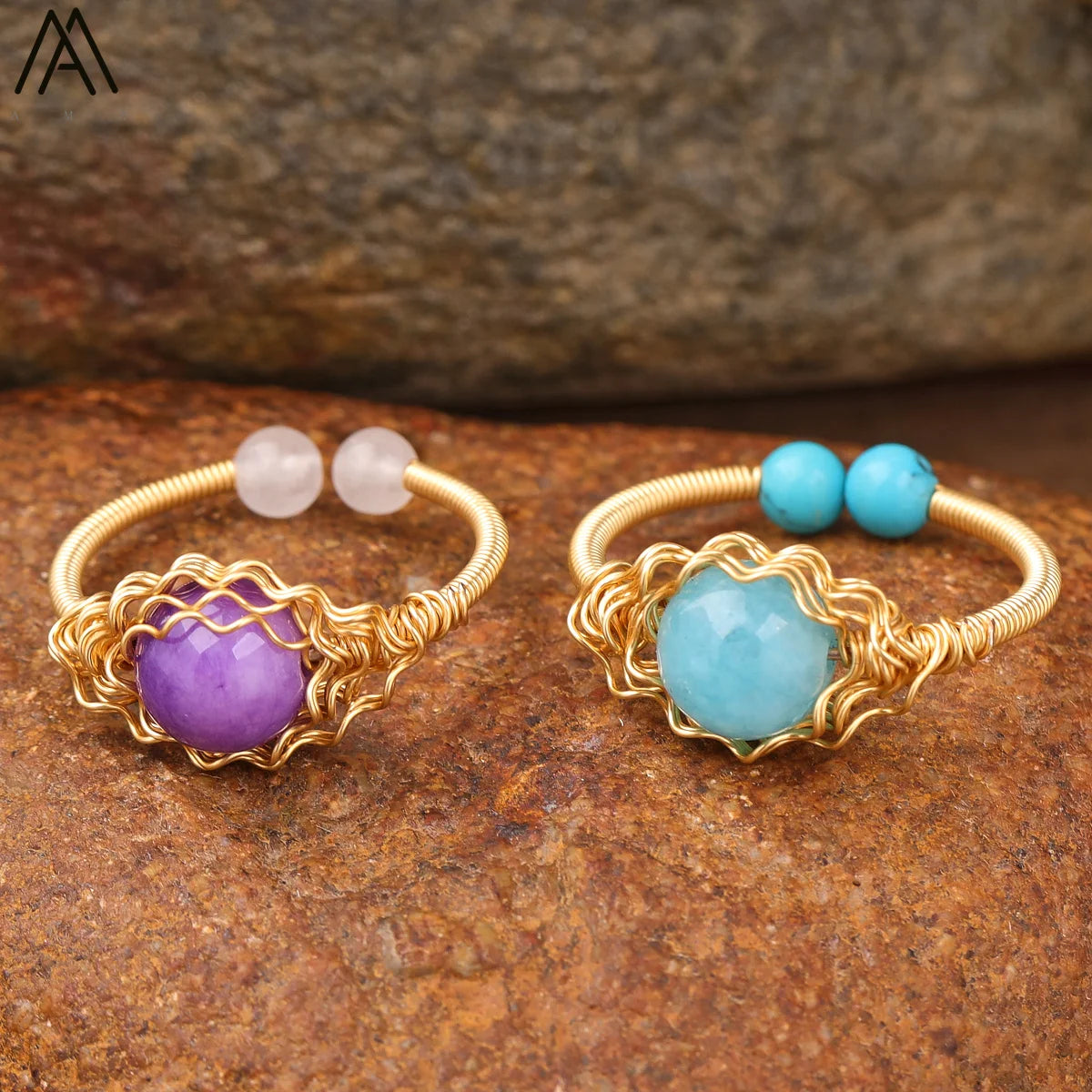 Fashion Rings 8mm Round Bead Wrapped Malaysian Jade Rings Handmade Ring Women Birthday Gifts