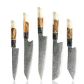Grandsharp Resin Handle Kiritsuke 67 Layers Real Damascus Chef Paring Utility Knife Japanese Multifunctional Kitchen Knives Set