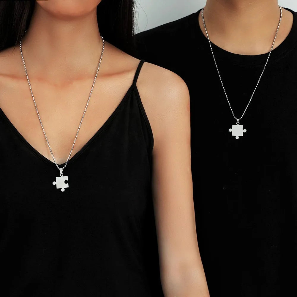 Wholesale High Quality Stainless Steel Couple Puzzle Lover Long Necklace