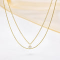 Joolim Jewelry 18K Gold Plated Flashing Square Zirconia Pendant Double-layer Necklace Stainless Steel Jewelry Wholesale