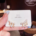 925 Silver Needle Earring Wedding Korean Delicate Pearl Zircon Stud Earrings Women Fashion Pearl Ear Claw