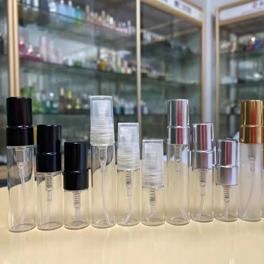 In Stock 2ml 3ml 5ml clear Glass Spray Perfume Bottle With Black Atomizer Fine Mist Spray Pump