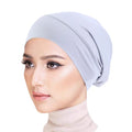 Stretchy Muslim Women Dome Bottom Head Wrap Turbans Solid Color Elastic Inner Hijab Dome Cap