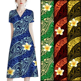 Rayon Customised Fabric Polynesian Style Egg Flower Printed Viscose Fabric for New Zealand Clothing