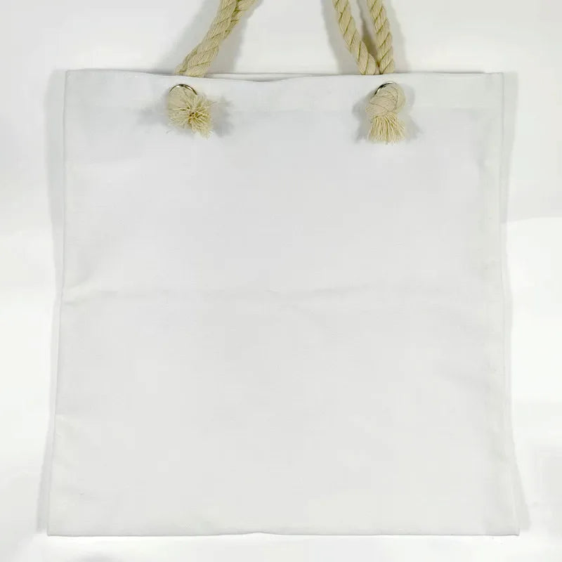Blank Sublimation Pattern Canvas Shopping Bag Reusable Collapsible Medium Size 38*38 cm Rope Tote Bag