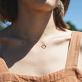 EManco High Polish 14k Gold Plated Classic Link Chain Pendant Circle Necklace for Women Stainless Steel Jewelry