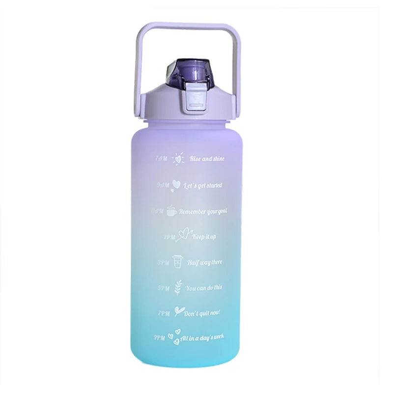 half gallon plastic water bottle 64 oz jug with rubber straw and handle logo customizable free sample