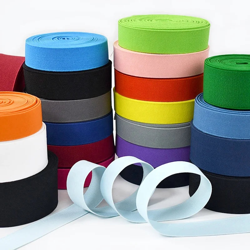 Meetee EB311 2/2.5/3/4/5cm Colorful Polyester Flat Elastic for Home Textiles Clothing Accessories Webbing Bags for Garment Pants