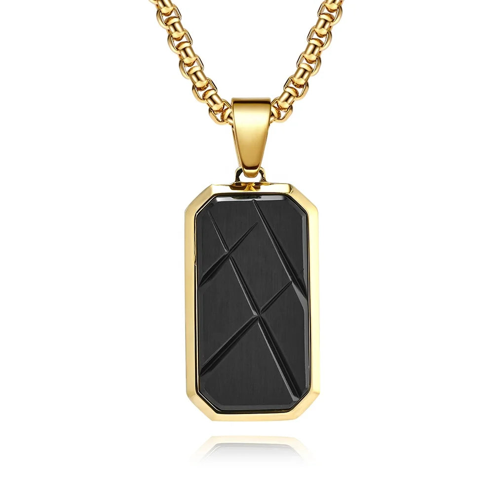 Unique Pattern Non Tarnish Chain Fashion Two Colors Pendants for Men Stainless Steel Chains Necklace