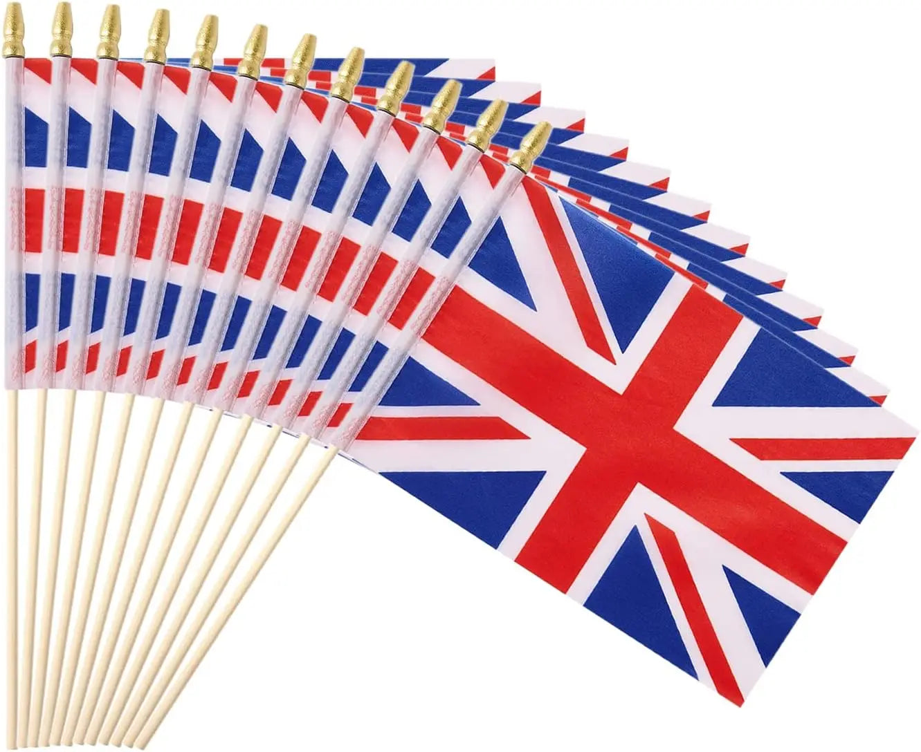 Hot Selling Fast Shipping Online Design 100% Polyester Waterproof Double-sided Colorful Wooden Pole UK Hand Waving Flag