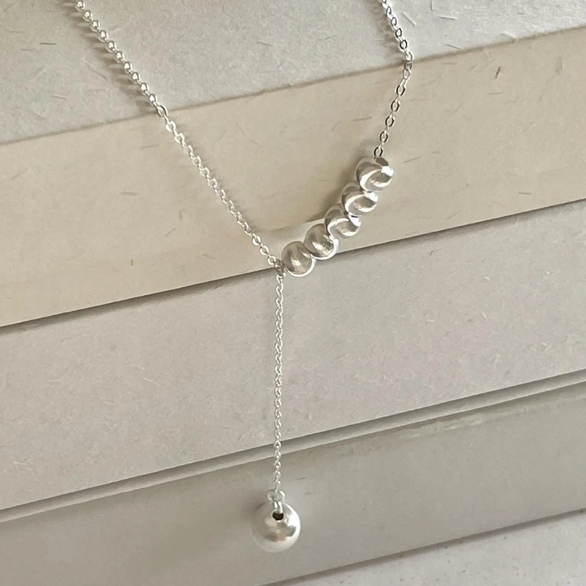 Fine Jewelry 925 Sterling Silver Beaded Design Y shape Fashion Necklace for Women