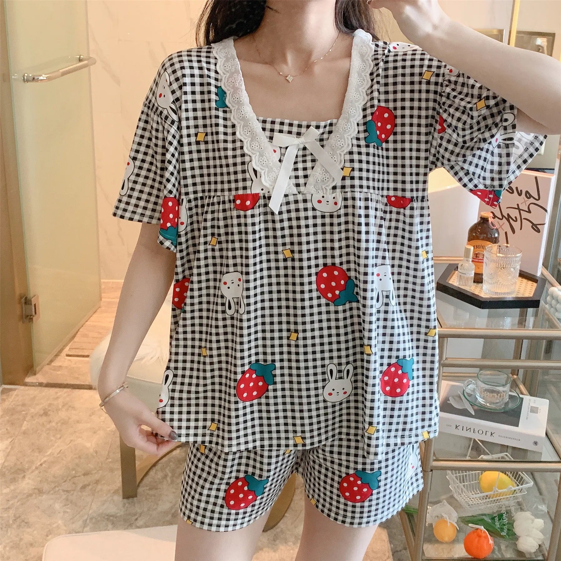Hot Selling Sleepwear Women Short Sleeve Shorts Pajamas Set Leisure and comfort Home Wear