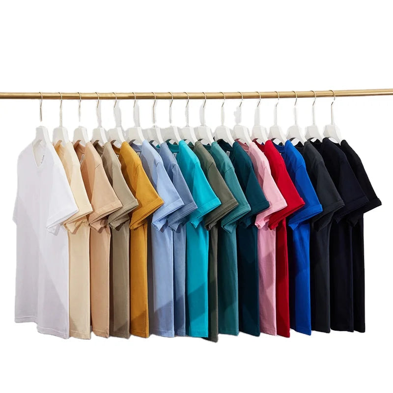 100% Cotton Blank Solid Embroidered Custom Logo Print Men's T-Shirts 230gsm Premium Regular Fit Short Sleeve