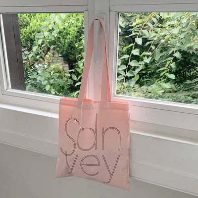 High Sense Niche Canvas Bag Women Large Capacity Pink Shoulder Bag Fashion Cotton Class College Student Canvas Tote Bag