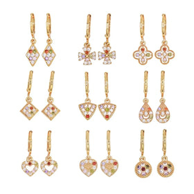 Vintage Gift Diamond Fine Jewelry 18k Gold Plated Brass Earrings Drop Women Moissanite Earring Zircon Anting