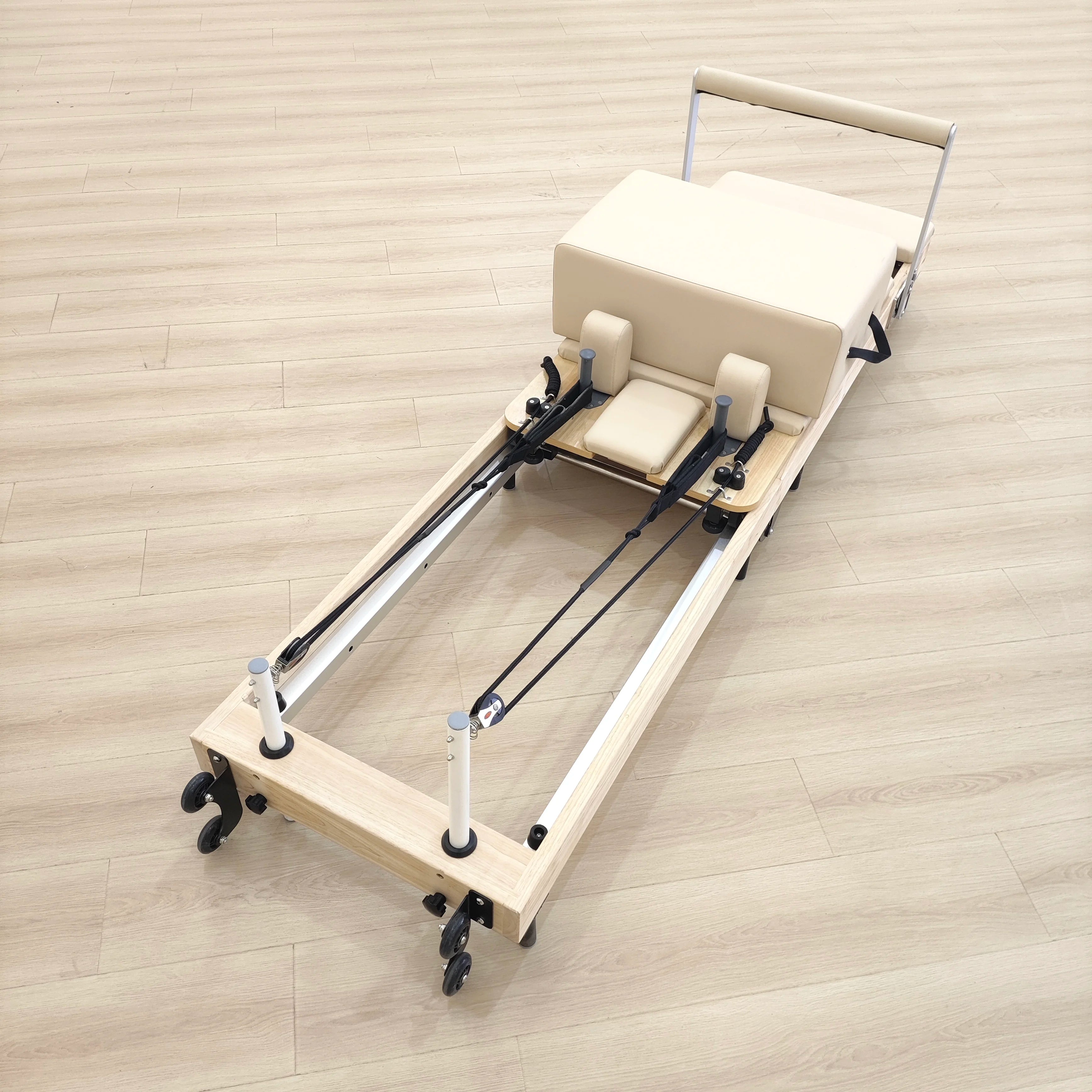 Foldable Machine Maple Oak Wooden Folding Yoga Pilats Reformer Folding Pilates Reformer for Home Studio
