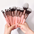 Wholesale Professional 8-Piece Pink Synthetic Hair Wood Handle Face Makeup Brush Set Concealer Shaving Brush-No Logo Private