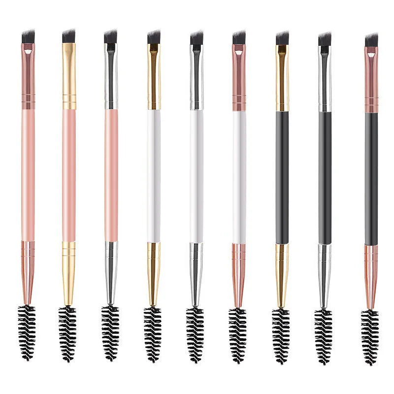 Mini Eyelash Brush Soft Eyelash Cleaning Brush Wholesale Customised Nylon Wooden Handle Portable Double End Eyelash Brush