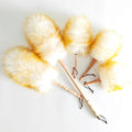 Natural Home Office Car Sheepskin Feather Cleaning Duster Custom Logo Soft Lambswool Duster With Solid Wooden Handle