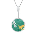 Bird Bamboo Spring Breeze Round Jade Pendant 925 Sterling Silver Necklace Chinese Elements Ladies Personality Jewelry for Women