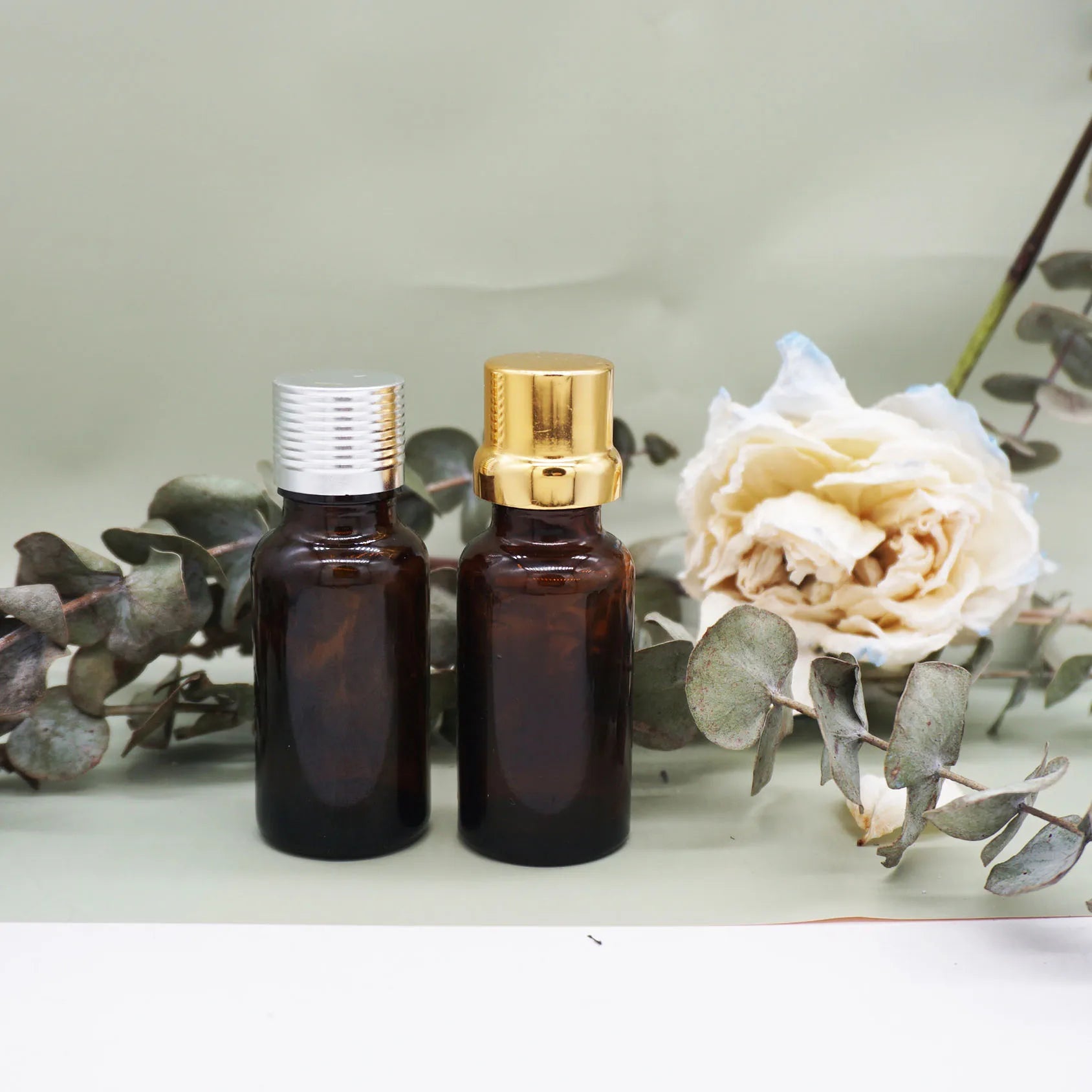 50ml 100ml Amber  Dropper Essential Oil Bottle with Tamper Proof Cap Dropper Insert and Orifice Reducer