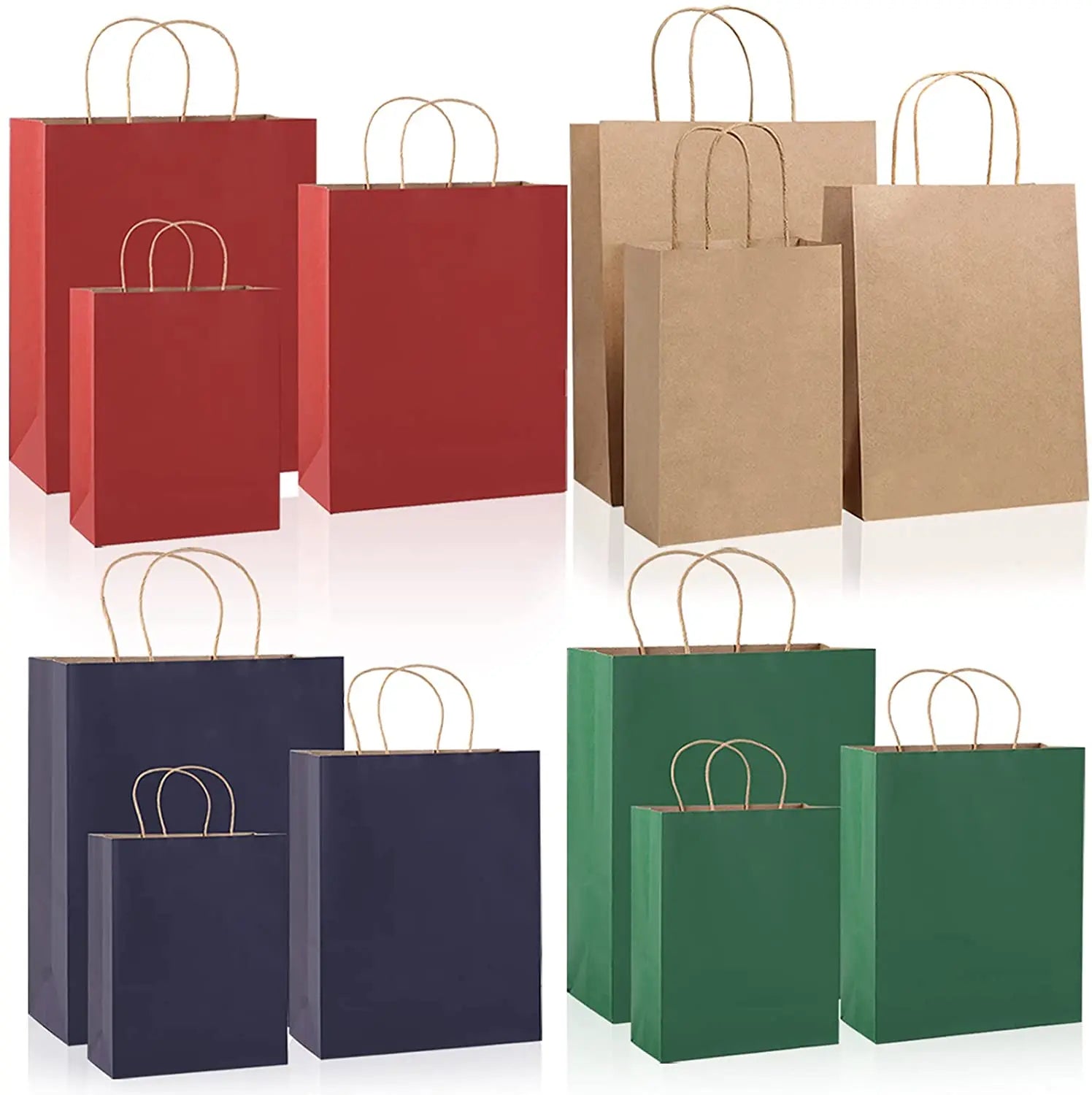 Custom Printed Your Own Logo White Brown Kraft Gift Craft Shopping Paper Bag With Handles