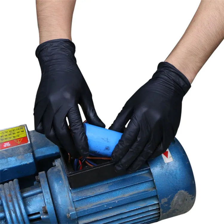 Factory Industry Mechanic Machine Kitchen Dish Washing Thick Heavy Duty Auto Tattoo Working Pure Nitrile Glove Disposable Gloves