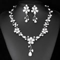 Fashion Bridal Wedding Engagement Jewelry Set Zircon 14K Gold Plated Earrings and Necklace Set