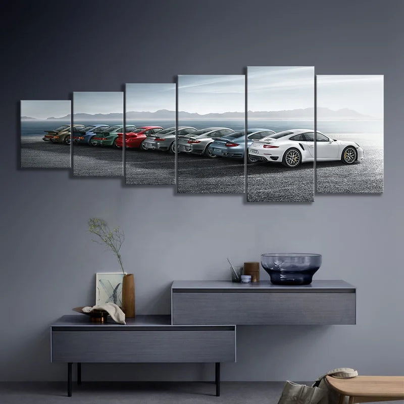 5 Panels HD Famous Performance Kraft Paper Bar Poster Wall Stickers Decorative Painting Racing Car Poster Room Decor MegaBDM