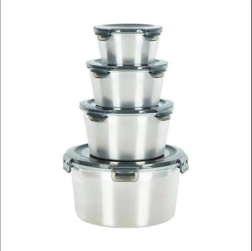 Restaurant Kitchenware Microwavable Food Container Tiffin Box Canister Stainless Steel sealed Refrigerator Crisper with Lid