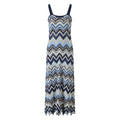 2025 Summer Vintage A-Line Long Dress for Women New French Style Colorblock Geometric Pattern Casual Knit Maxi Dress