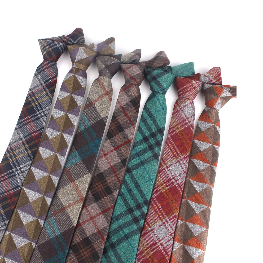 British Style Plaid Checked Imitation Wool Ties for Men Slim Narrow 6cm Polyester Neckties for Men