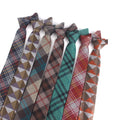 British Style Plaid Checked Imitation Wool Ties for Men Slim Narrow 6cm Polyester Neckties for Men