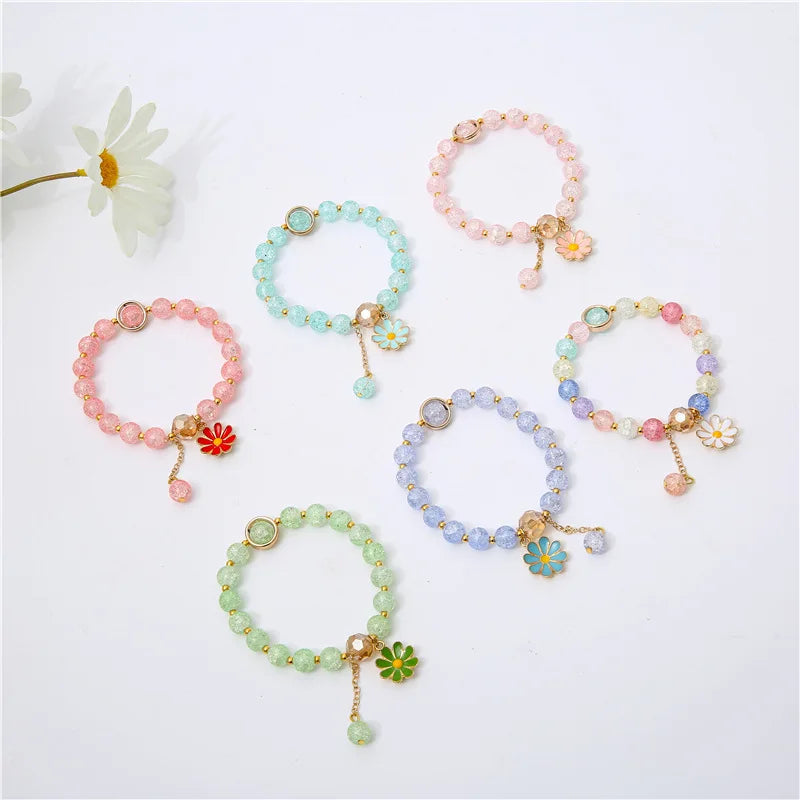 Cute Daisy Bead Bracelet Daisy Acrylic Bracelet Daisy Flower Beaded Bracelet for Girls