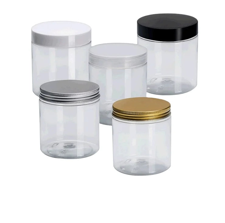 1 oz 2oz 4oz 6oz 8oz 10oz 17oz 30ml 40ml 50ml 60ml 80ml 100ml 120ml 180ml 300ml Plastic Jar with Aluminium Lid White Inner Seal